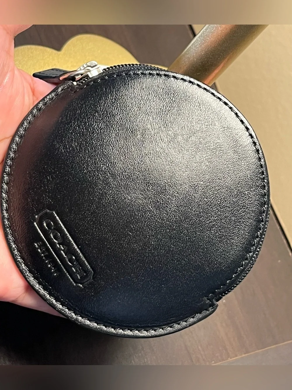 Coach Black Round Leather Zip Coin Pouch vintage EUC - Picture 6 of 9